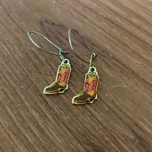 Little gold cowboy boot earrings